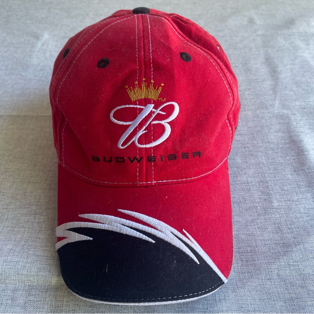 Budweiser Hat NASCAR Cap Dale Earnhardt Jr Winners Circle Adjustable Red Black 8